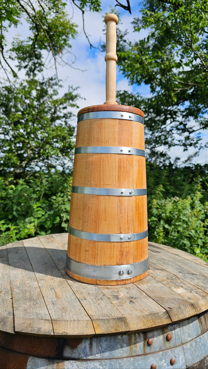 8L wooden Double-handed Plunge/ Dash Churn with Steel Hoops